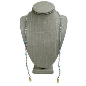 Blue Tiger Eye & Glass Seed Beaded Glasses Chain Holder